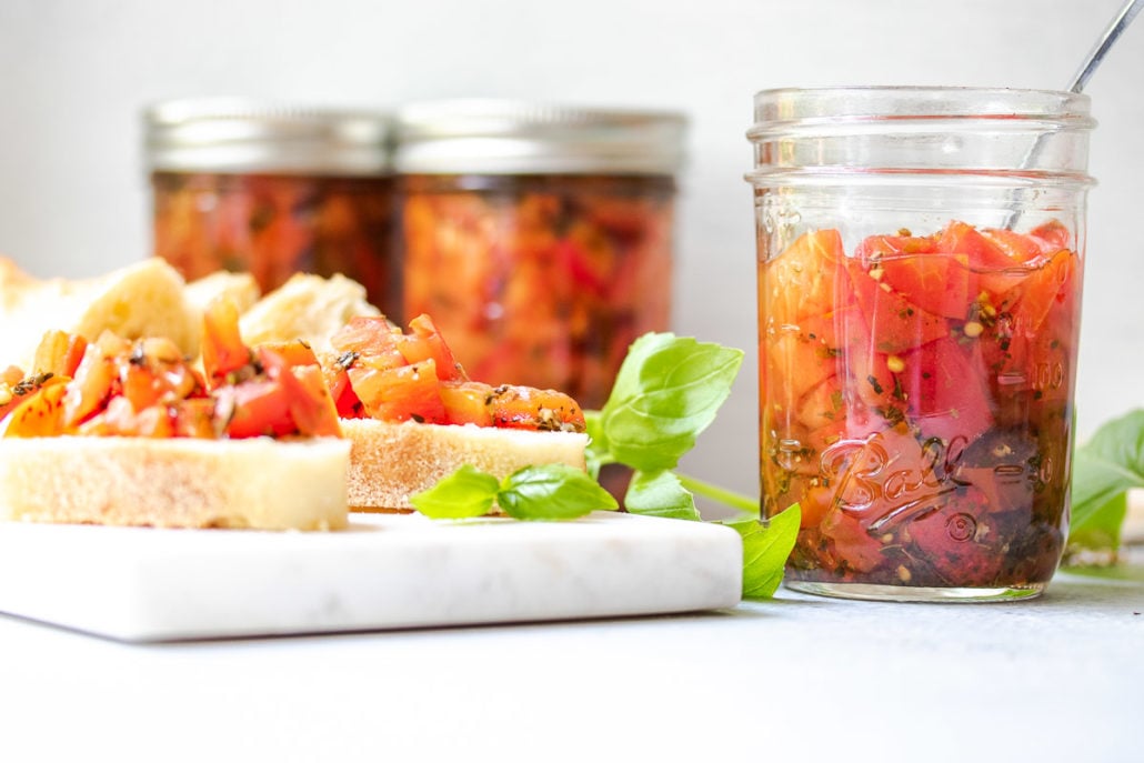 Bruschetta in a Jar - Easy Canned Tomato Recipe - Marisa Moore Nutrition