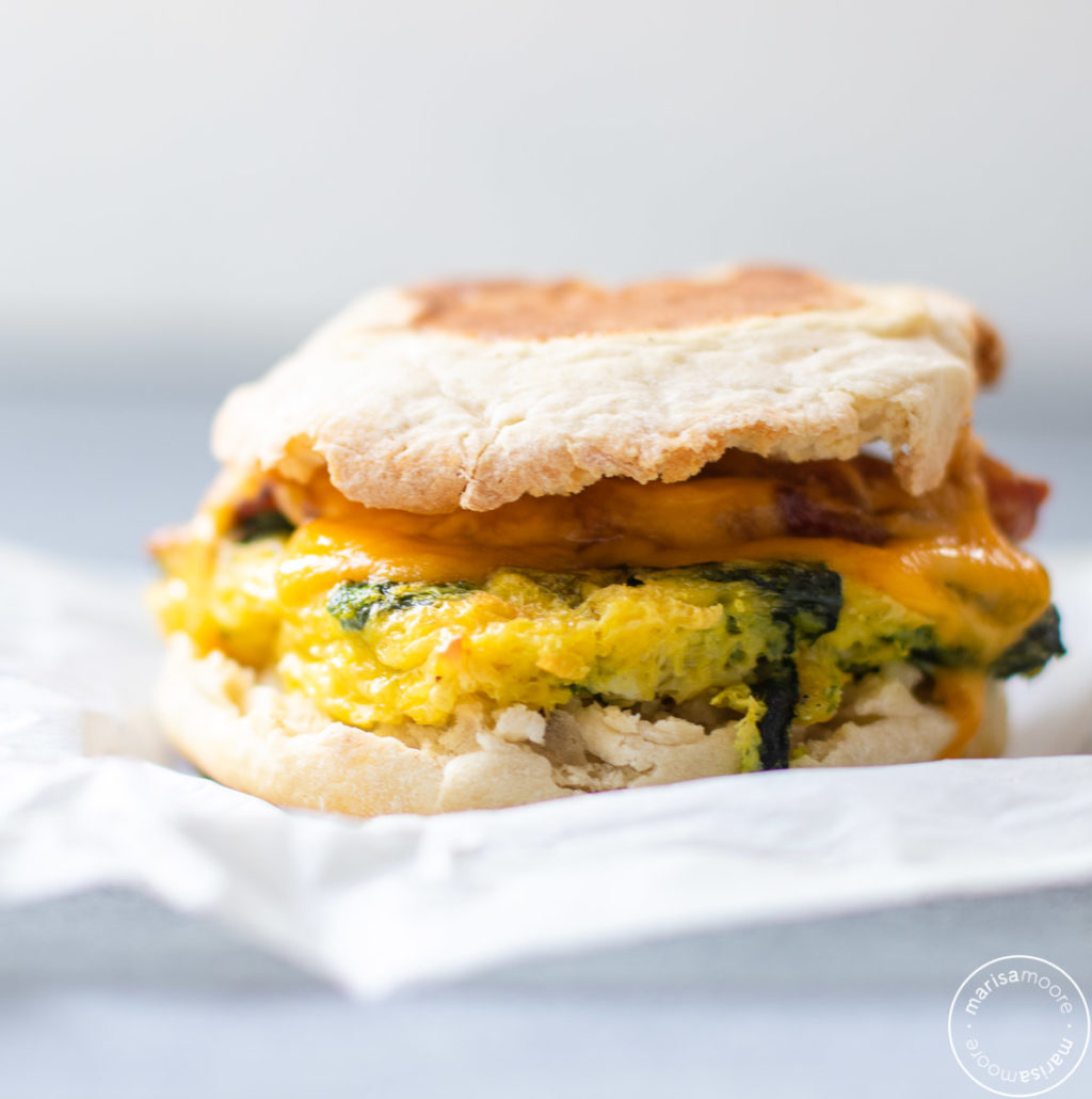 Spinach and Egg Sandwich on parchment