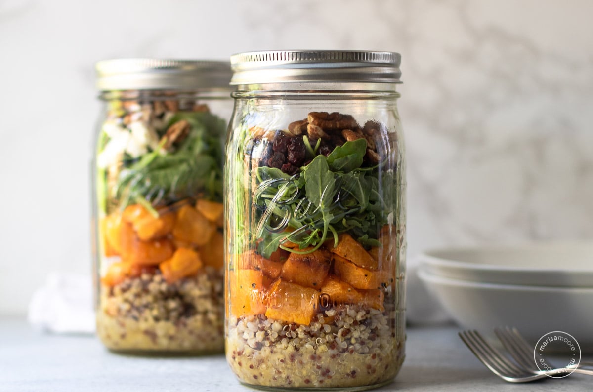 Meal Prep Kale and Quinoa Salad Jars - Easy Eats Dietitian