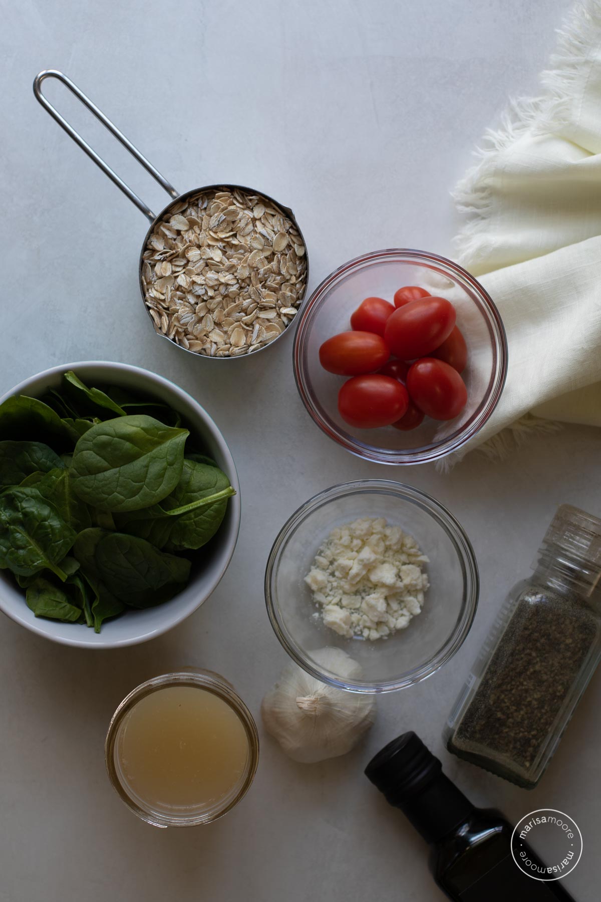 recipe ingredients in small bowls